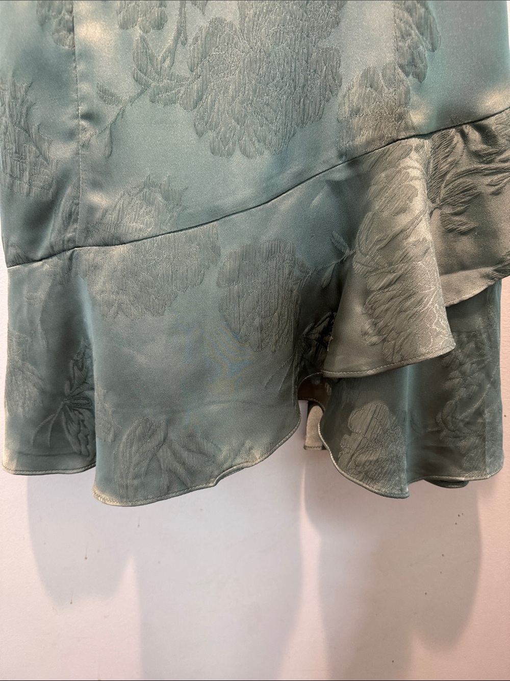 Alter’d State Satin Slip Dress with Ruffle Hem - Sage Green - Picture 2 of 16